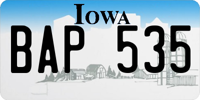IA license plate BAP535