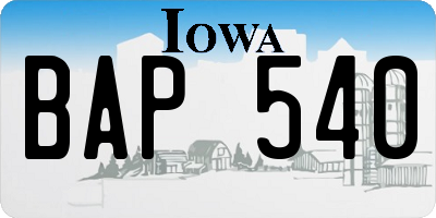 IA license plate BAP540