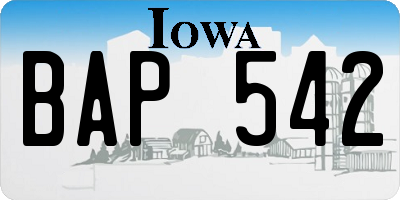 IA license plate BAP542
