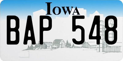 IA license plate BAP548