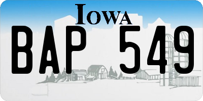 IA license plate BAP549