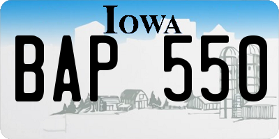 IA license plate BAP550