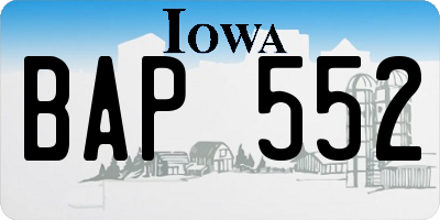 IA license plate BAP552