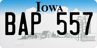IA license plate BAP557