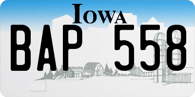 IA license plate BAP558