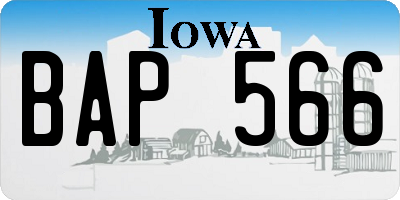 IA license plate BAP566