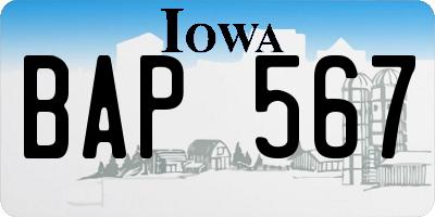 IA license plate BAP567