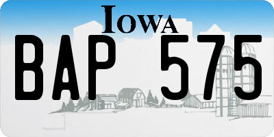 IA license plate BAP575