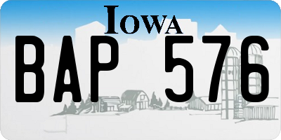 IA license plate BAP576