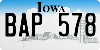 IA license plate BAP578