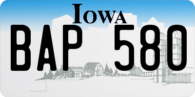 IA license plate BAP580