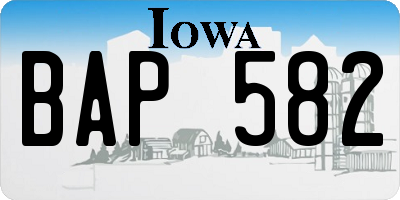 IA license plate BAP582