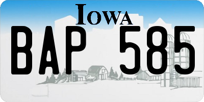 IA license plate BAP585