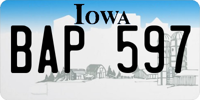 IA license plate BAP597