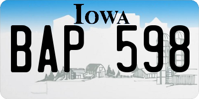 IA license plate BAP598