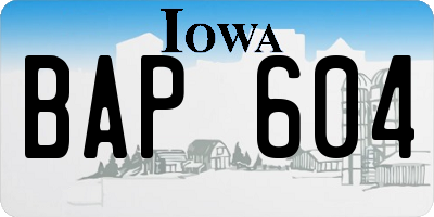 IA license plate BAP604
