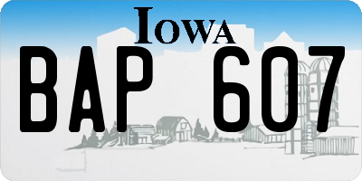 IA license plate BAP607
