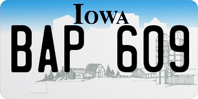 IA license plate BAP609