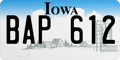 IA license plate BAP612