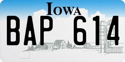 IA license plate BAP614