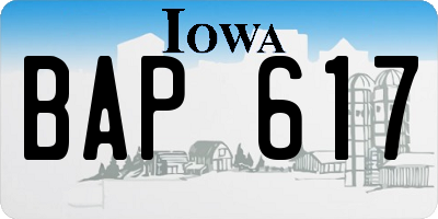 IA license plate BAP617