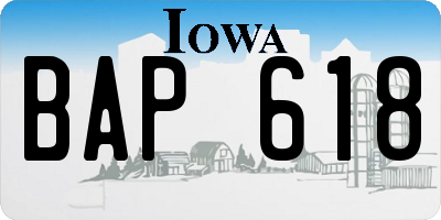 IA license plate BAP618