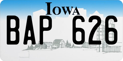 IA license plate BAP626