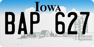 IA license plate BAP627