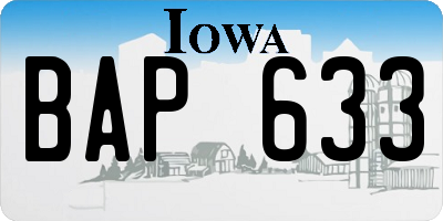 IA license plate BAP633