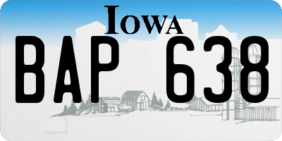 IA license plate BAP638
