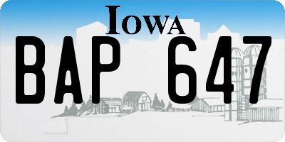 IA license plate BAP647