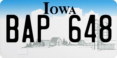 IA license plate BAP648