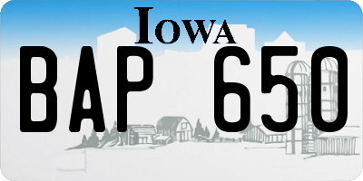 IA license plate BAP650