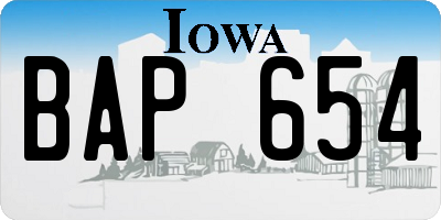 IA license plate BAP654