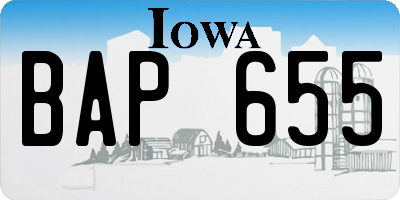 IA license plate BAP655