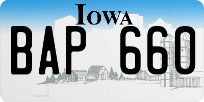 IA license plate BAP660