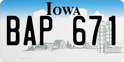 IA license plate BAP671