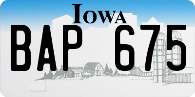 IA license plate BAP675