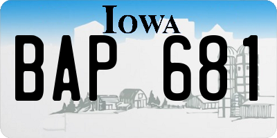 IA license plate BAP681