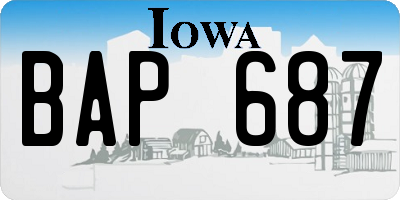 IA license plate BAP687