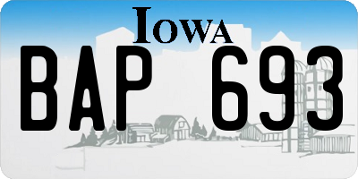 IA license plate BAP693