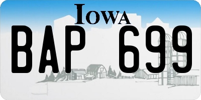 IA license plate BAP699