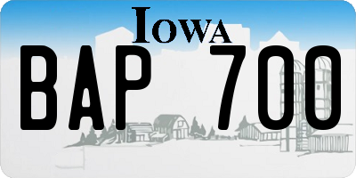 IA license plate BAP700
