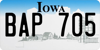 IA license plate BAP705