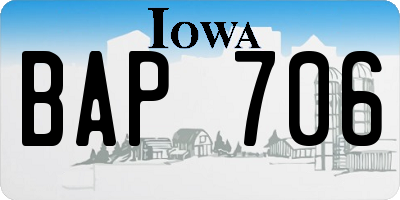 IA license plate BAP706
