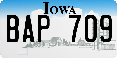 IA license plate BAP709