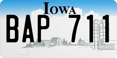 IA license plate BAP711