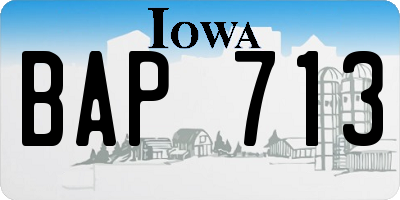 IA license plate BAP713