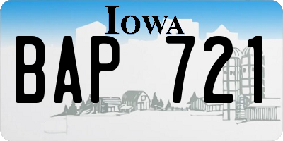 IA license plate BAP721