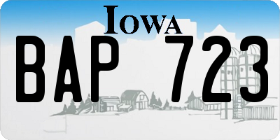 IA license plate BAP723